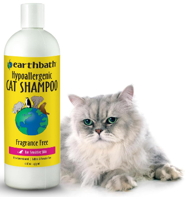 earthbath Hypoallergenic Cat Shampoo, Made in USA, 16 Oz (1 Pack) | Fragrance Free Cat Shampoo for Allergies and Itching