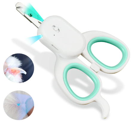 Pet Nail Clipper with LED & -U-V Light, Cat Claw Trimmer with Ultra Bright LED Light for Nail Bloodline to Avoid Over Cutting