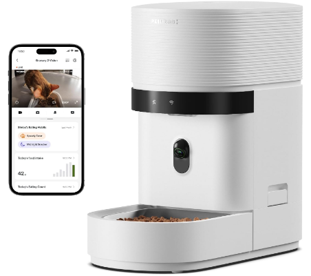 PETLIBRO Automatic Cat Feeder with Camera, Scale AI Smart Food Intake Track Cat face recognition body feature scan each pet, 1080P HD night vision 5GHz WiFi app care, precision feeding scale 1g control