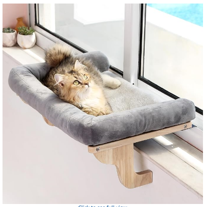 The Minimalist Window Perch Zakkart Cat Perch for Window Sill with Bolster - Orthopedic Hammock Design with Premium Hardwood & Robust Metal Frame
