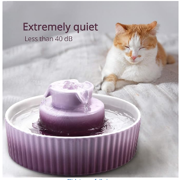 Ceramic Cat Water Fountain, 2.1L/71oz Cupcake Cat Fountain