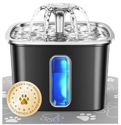 Veken Innovation Award Winner Stainless Steel Cat Water Fountain, 108oz
Automatic Pet Fountain Dog Water Dispenser with 3 Replacement Filters & Silicone Mat, Gifts for Cats, Dogs (Silver)
