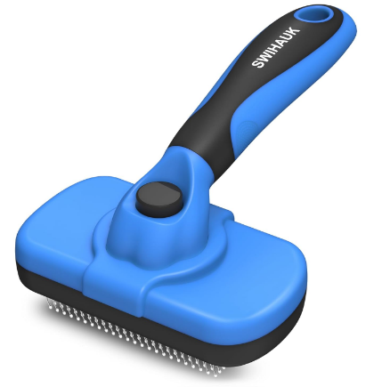 Swihauk Self Cleaning Slicker Brush - Skin Friendly Deshedding Grooming Tool for Dogs & Cats, Suitable for Shedding & Haired Pets, with Pet Supplies Accessories, Blue
