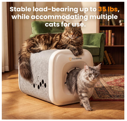 Cat Self Groomer Plus for Hairball Control and Shedding Relief 360° Skin Friendly Brush Pet Hair Remover Gentle Self Cleaning Automatic Fur Collection Grooming House for Middle Large Cats