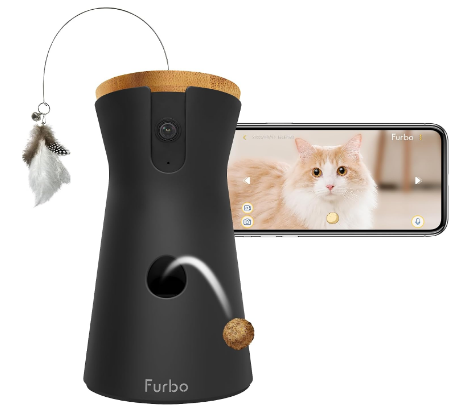 Furbo 360° Cat Camera [No Monthly Fee] 360° Rotating Live View, Meowing Alerts, Treat Toss, 2-Way Audio, Night Vision, Smart Home Kitten Monitoring, No AI Alerts