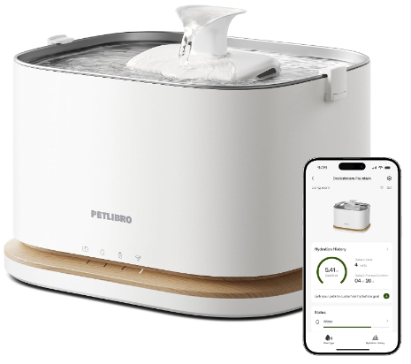 PETLIBRO Upgrade Cat Water Fountain, Cordless Cat Fountain Battery Operated, App Monitoring 3L/101oz Dockstream 2 Pet Water Fountain with Stainless Steel Tray, 5GHz WiFi Dog Water Bowl Dispenser