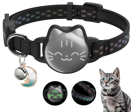 AirTag Cat Collar Breakaway, Reflective Cat Collar Compatible with Apple AirTag 1st & 2nd Gen