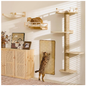 Wall-mounted cat scratcher system in a luxury home