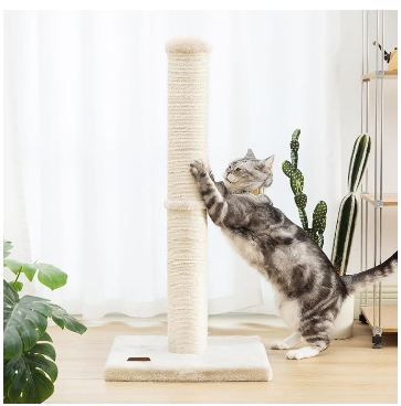 Sculptural natural sisal scratching post for modern decor