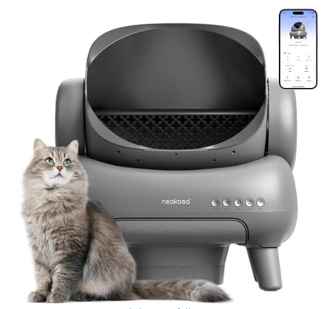Neakasa M1 Plus Open-Top Self-Cleaning Cat Litter Box, 360° Safety Sensors, Advanced Odor & Leak Control, Automatic for Large & Multi-Cat Homes, Litter Mat & 2 Rolls Refill Bags Included