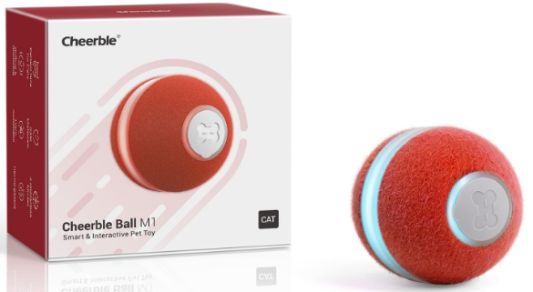 Cheerble Wicked Ball PE Cheerble Interactive Cat Ball Toy, Automatic Moving Ball Toy for Indoor Cat Kitten, Electric Pet Toy Fun Gift with Light, High Energy Cat Toys, Red