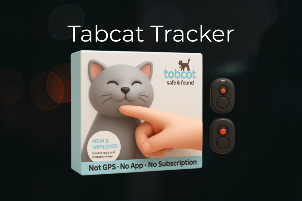 Cat wearing a lightweight Tabcat RF tracker on a breakaway collar